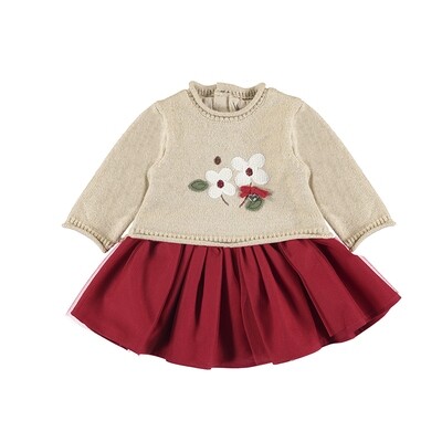 Mayoral Baby Girls Red Knitted & Tulle Dress 2814