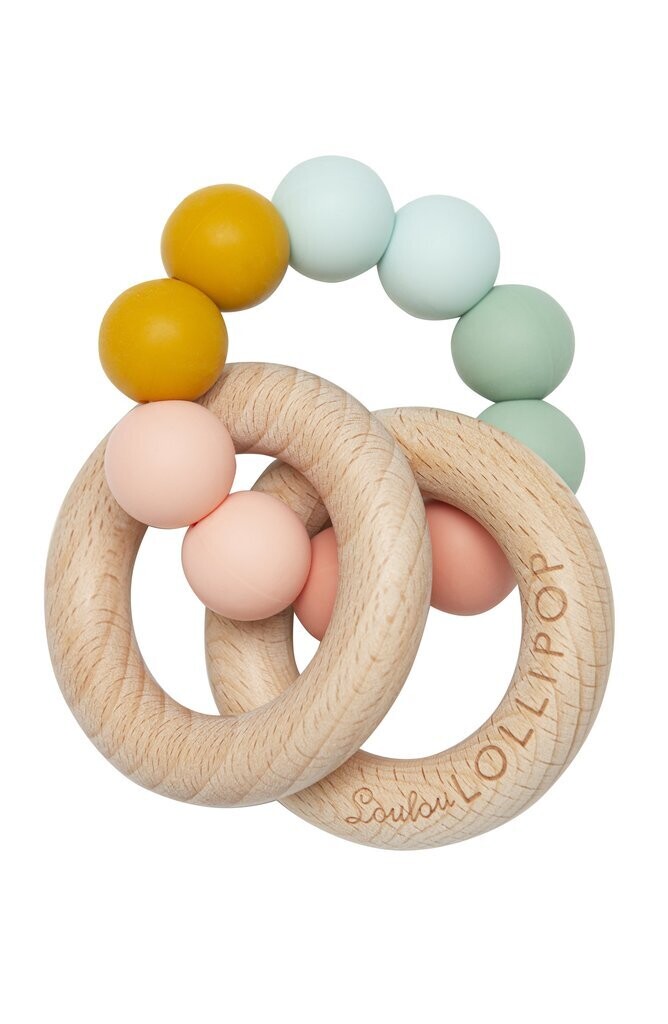 Loulou Lollipop Bubble Silicone & Wood Teether- Rainbow*391