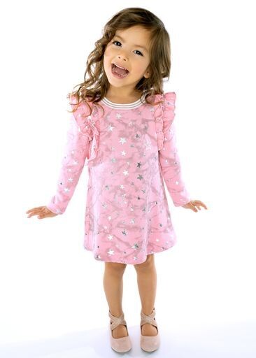 Baby Sara Girls Pink L/S A-Line Dress 