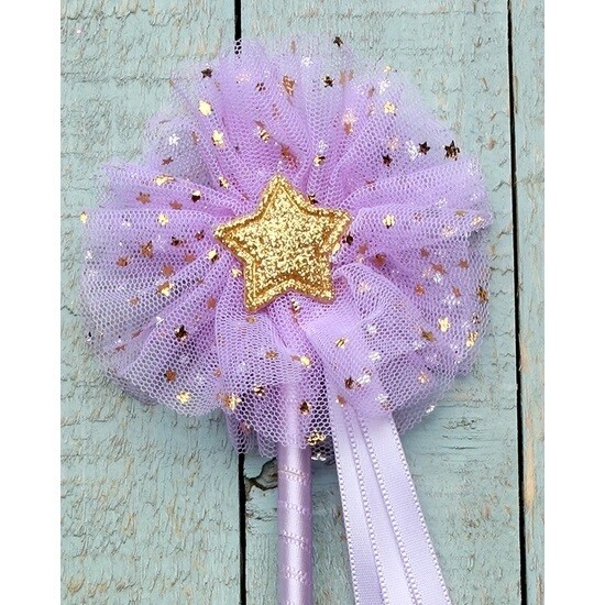 Sparkle Sisters Tulle Gold Star Wand  Lavender