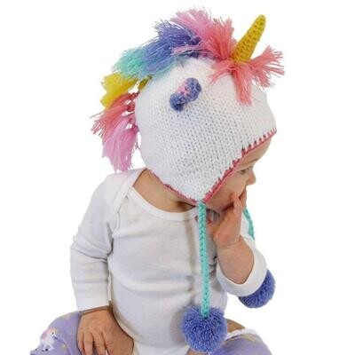 Huggalugs White Unicorn Hat W/Pastel Mane*