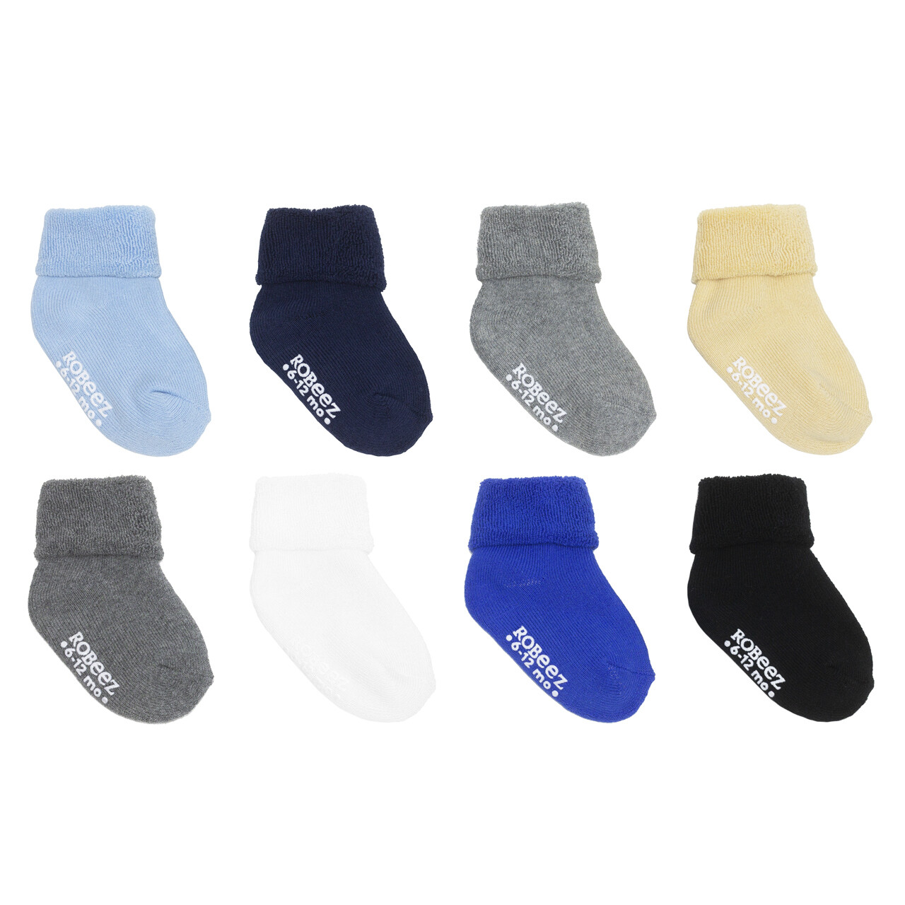 Robeez Solid Terry Boys Cuff Socks 8-Pk
