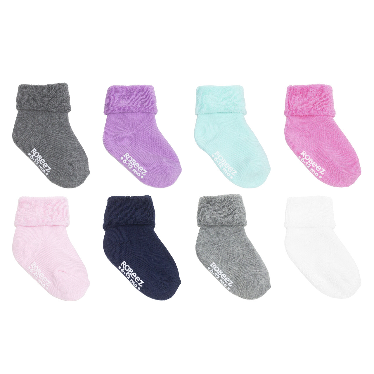 Robeez Solid Terry Girls Cuff Socks 8-Pk