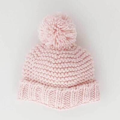 Huggalugs Blush Pink Garter Stitch Beanie