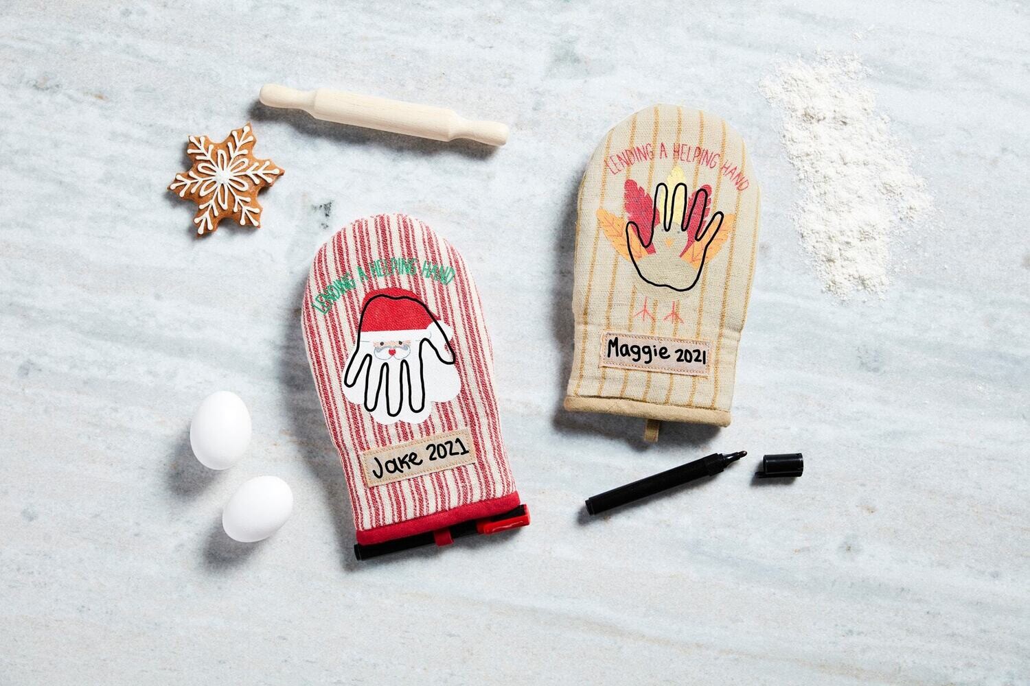 Mud Pie Hand Print Santa Oven Mitt*