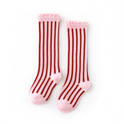 Little Stocking Candy Stripe Lace Top Knee Highs*