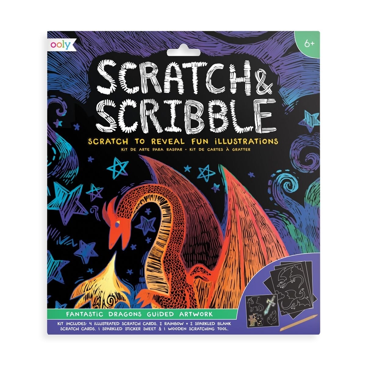 OOLY Scratch & Scribble- Fantastic Dragons 10 PC Set