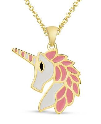Lily Nily Unicorn Pendant Necklace- Pink/White*