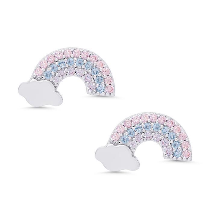 Lily Nily CZ Rainbow Stud Earrings in Sterling Silver
