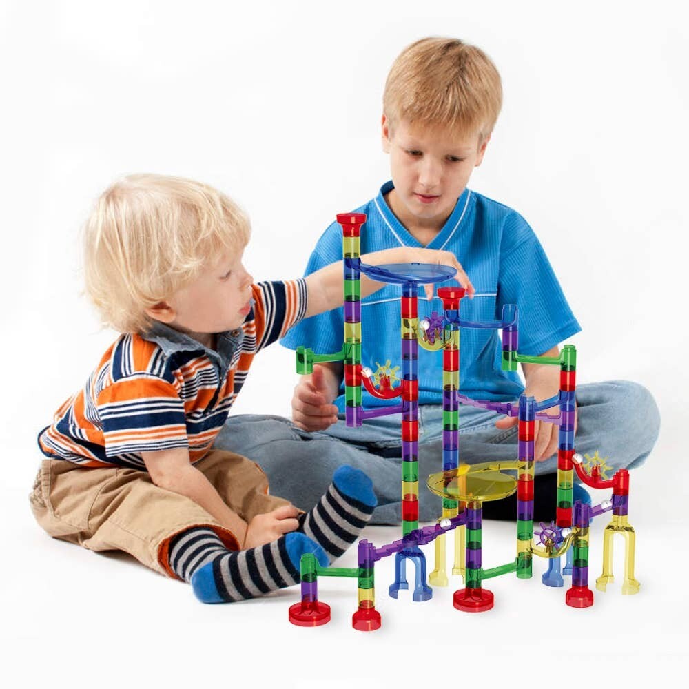Fun Little Toys Marble Run 154 Pcs Marble Maze Construction Building Blocks