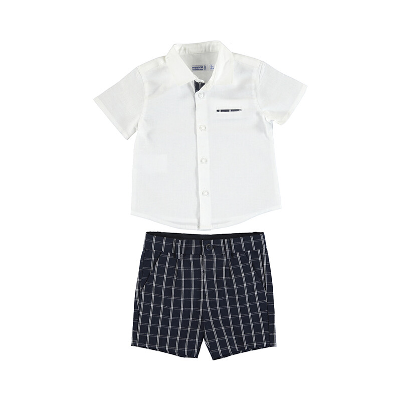 Mayoral Baby Boys Linen Short Set Navy 1232