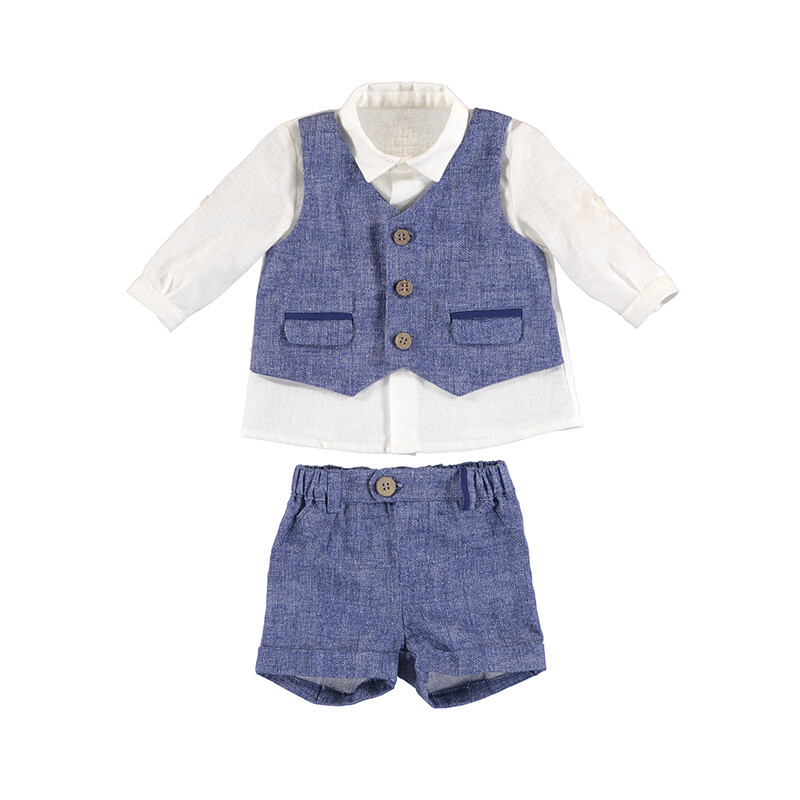 Mayoral Baby Boy Paris Blue Pant/Vest Set 1214*