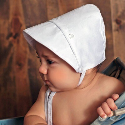 Huggalugs Baby Boy Solid White Bonnet*