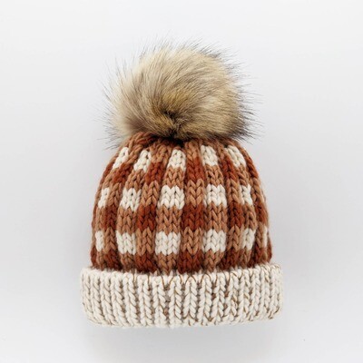 Huggalugs Buffalo Check Hat- Sienna*