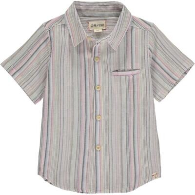 Me &amp; Henry Boy Pier Pink Stripe Shirt 856q*