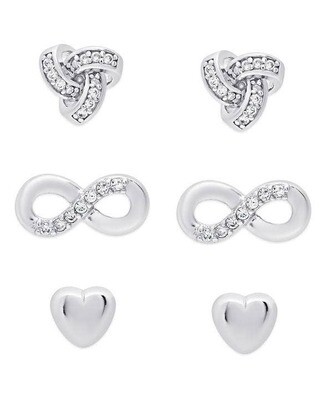 Lily Nily Love Love Love CZ Stud Set Sterling Silver