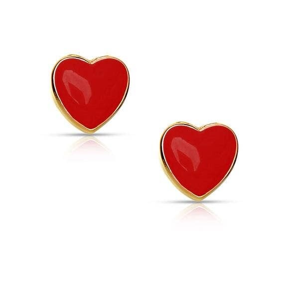 Lily Nily Heart Stud Earrings Red 152E
