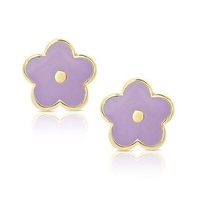 Lily Nily Flower Stud Earrings Purple 156E