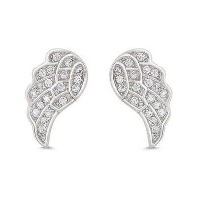 Lily Nily Angel Wings CZ Stud Earrings Silver