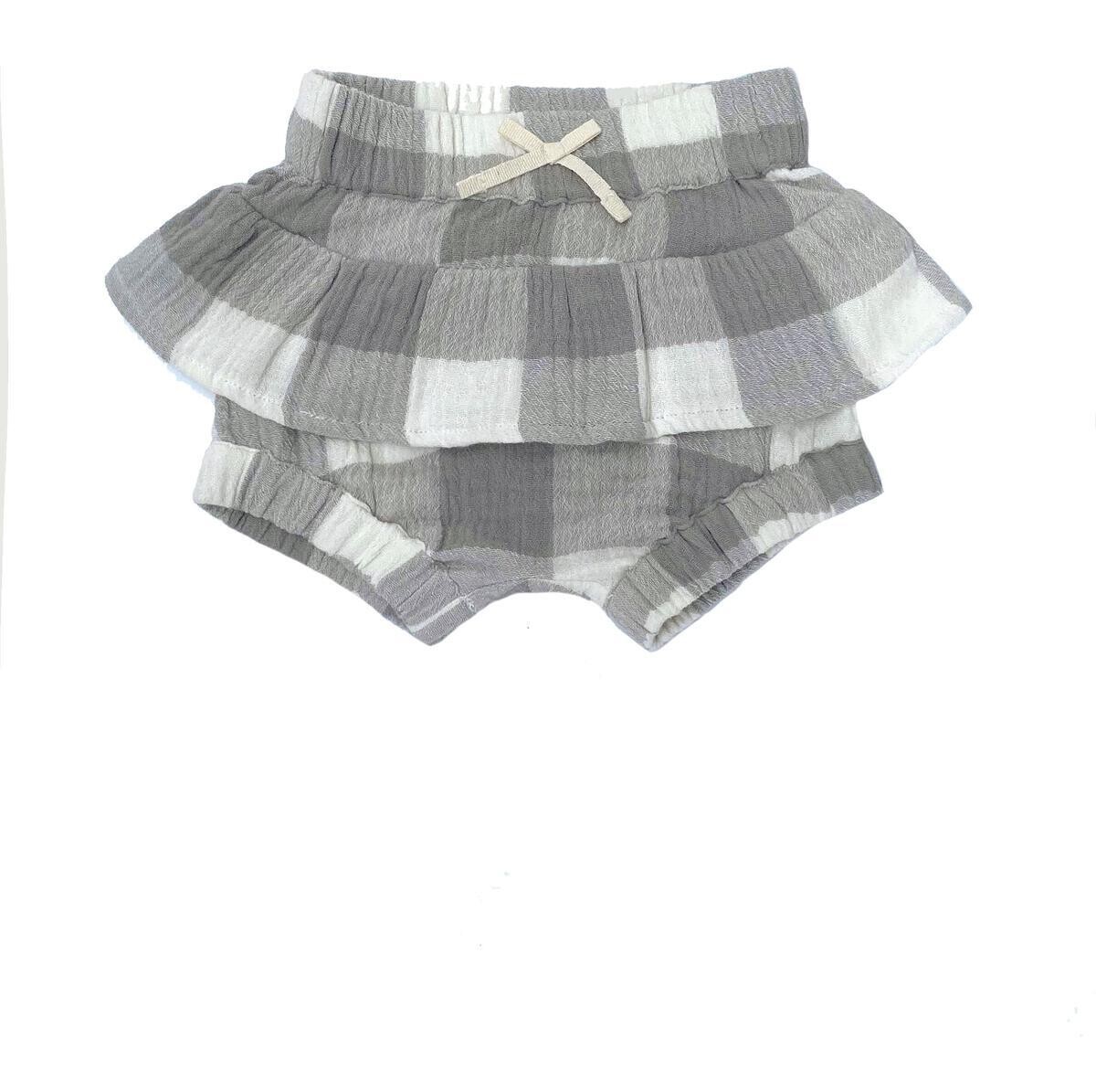 City Mouse Baby Girl Bloomer Set Silver Check