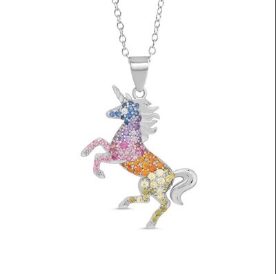 Lily Nily Rainbow CZ Unicorn Necklace*