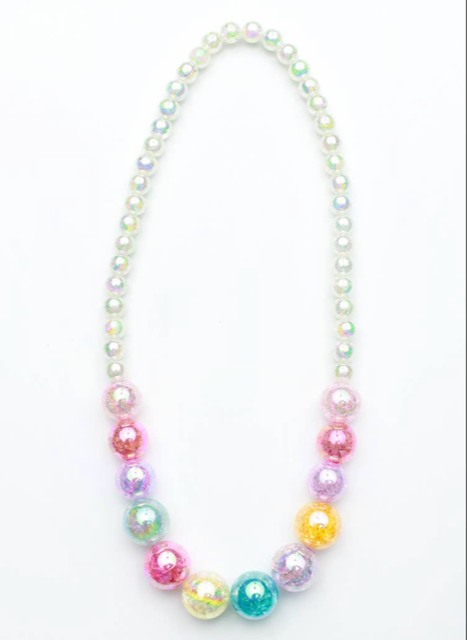 Sparkle Sisters Beaded Watercolor Necklace White*