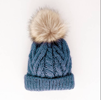 Huggalugs Pop Slate Blue Cable Hat*