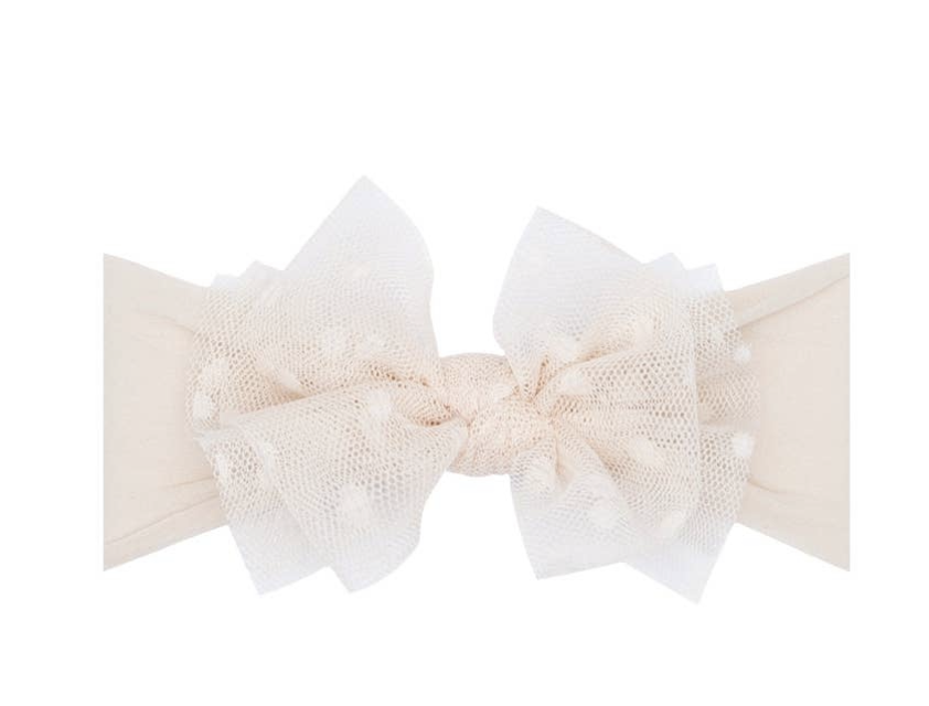 Baby Bling Itty Bitty Tulle Fab Bow- Oatmeal
