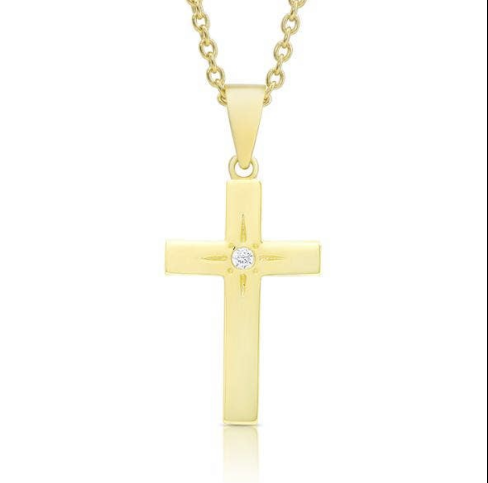 Lily Nily Cross Necklace With CZ- Gold*
