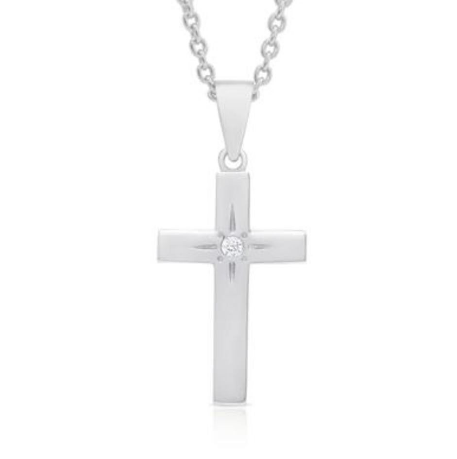 Lili Nily Cross Necklace With CZ- Silver