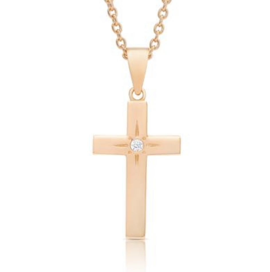 Lily Nily Cross Necklace With CZ-Rose*