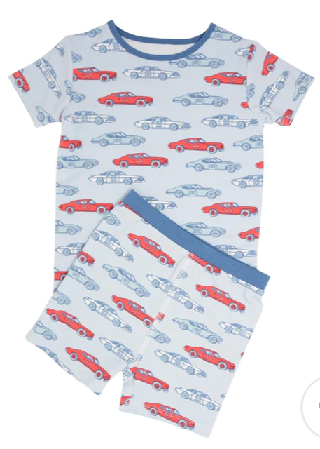 Sweet Bamboo Boys Summer PJ&#39;s-Stock Cars Blue*