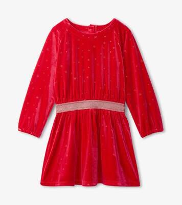 Hatley Girls Holiday Stars Velour Dress 04*