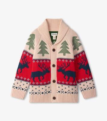 Hatley Boys Holiday Elk Shawl Collar Cardigan 45*