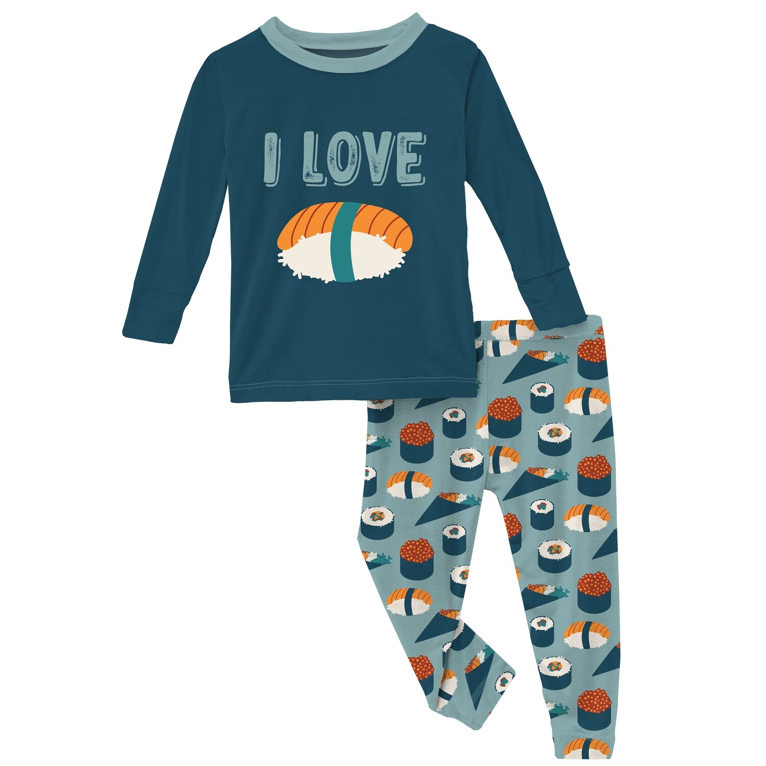Kickee L/S Graphic Tee Pajama Set (Jade Sushi*