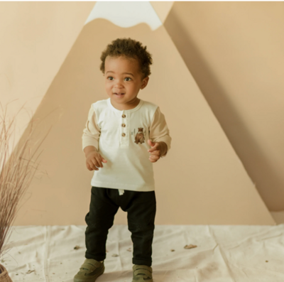Petit Lem Bear Cub Henley Outfit Set 2541
