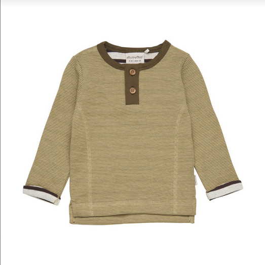 Minymo Baby Boy Olive Stripe L/S Shirt & Pant 961