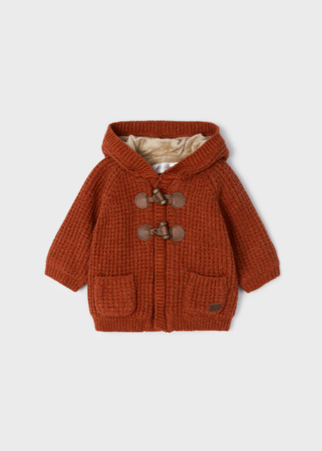 Mayoral Baby Boy Knitted Hooded Jacket Orange 2392