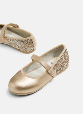 Mayoral Girls Glitter Mary Jane Shoe Gold -44301*