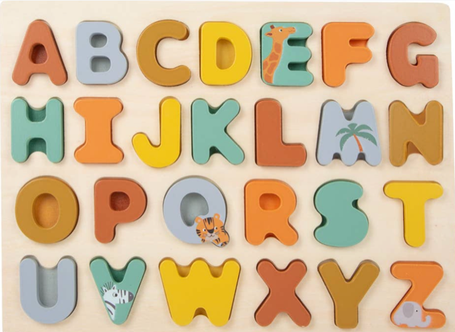 Small Foot Wooden Toys Safari Themed Abcs Letter Puzzle Designed for Children Ages 12+ Months