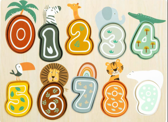Small Foot Wooden Toys Safari Themed Number Puzzle Designed for Children Ages 12+ Months