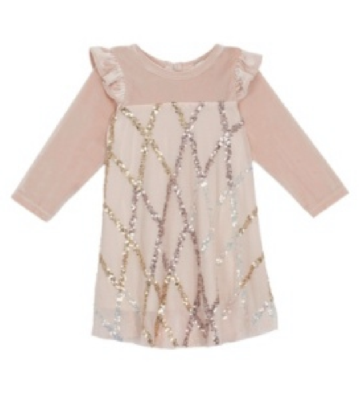 Isobella &amp; Chole Ayla Velvet &amp; Mesh Dress Pink*
