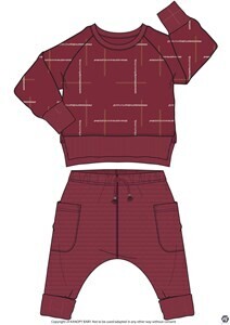 Oliver & Rain Baby Boy Burgundy Sweatshirt Set 354