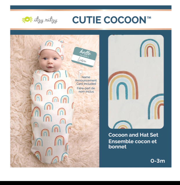 Itzy Ritzy Cutie Cocoon & Matching Hat Set (Over the Rainbow)