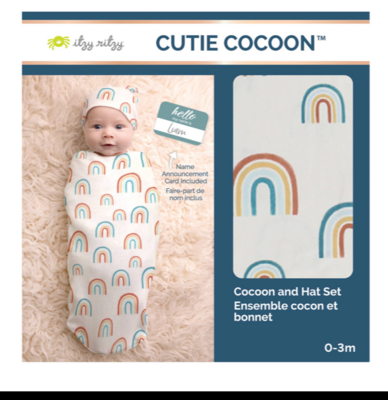 Itzy Ritzy Cutie Cocoon &amp; Matching Hat Set (Over the Rainbow)*