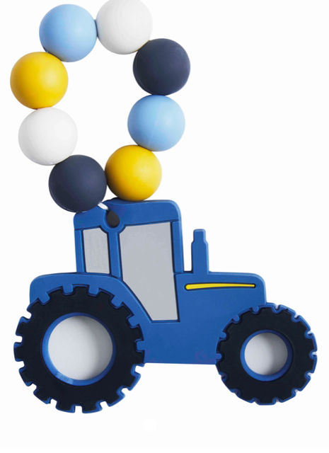 Mud Pie Silicone Teether Tractor Navy