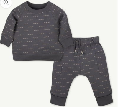 Oliver & Rain Baby Boy Charcoal Sweatshirt Set 356