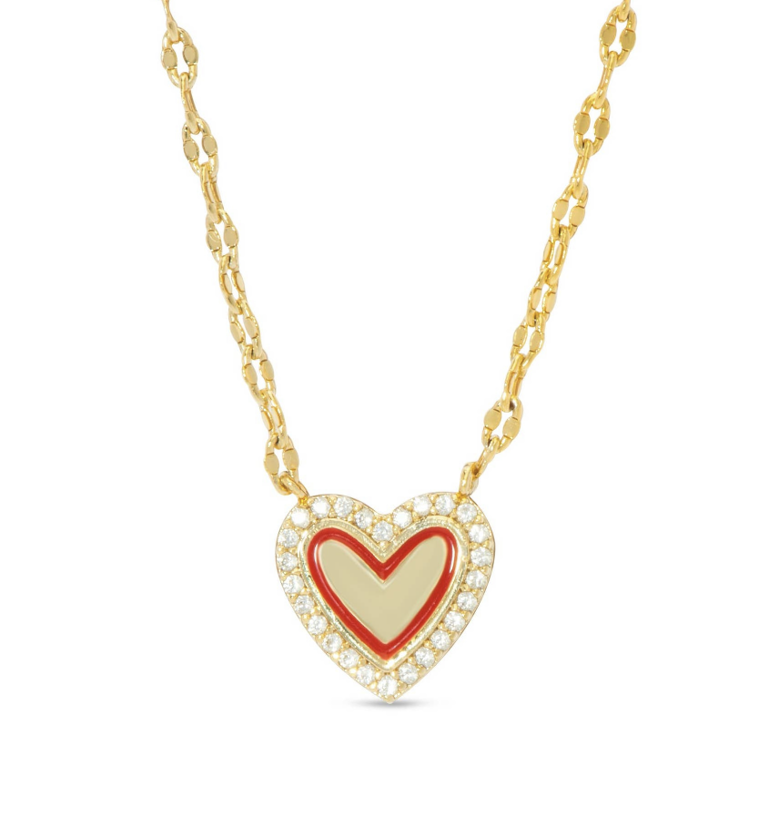 Lily Nily Red Heart & CZ Necklace- 558N
