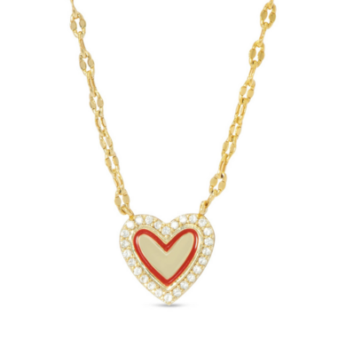 Lily Nily Red Heart &amp; CZ Necklace- 558N