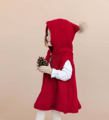 Blueberry Hill Poncho w/Hood Red - Small 2-4Y*